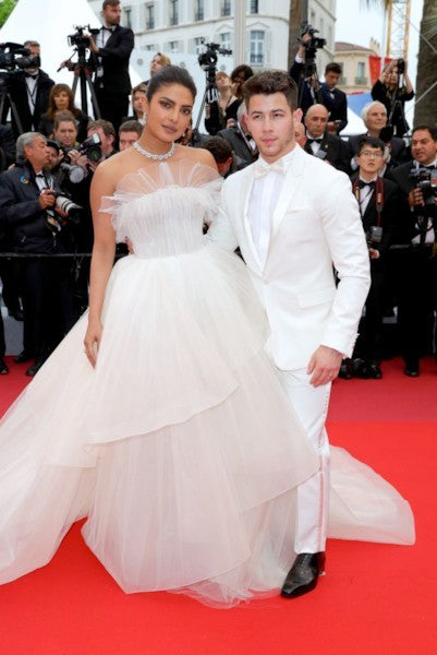 white and red gown dress