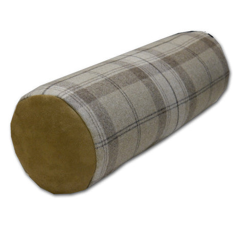 Park Lane Wool Plaid Oatmeal Bolster (46x16cm)