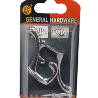 General Hardware Kitchen Bathroom Cloakroom Hooks 2 Pack Inc Nails Diy 5376 (Parcel Rate)