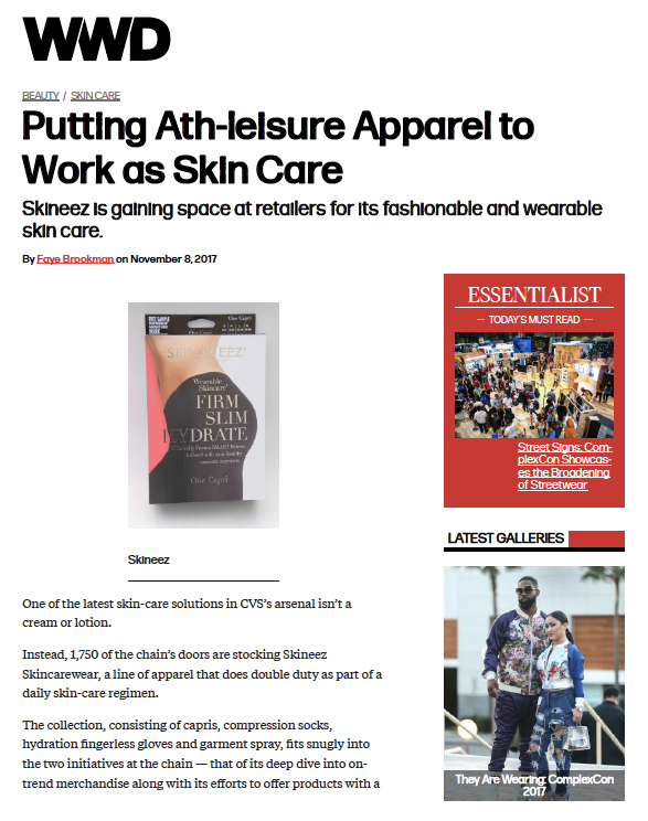 WWD Features SKINEEZ Ath-leisure Apparel for Fashionable and Wearable Skin Care