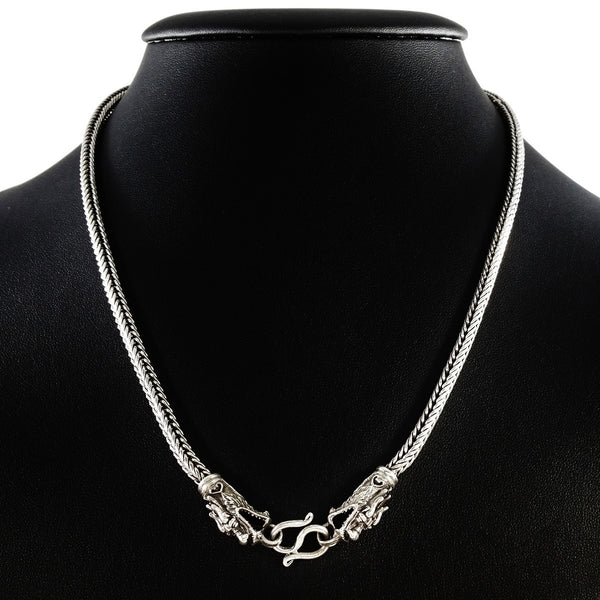 Mens 55 Cm Genuine Solid Sterling Silver Dragon Clasp Chain Necklace Erok Designs 