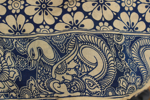 Steel Grey cotton kalamkari with contrast border.TCB-KAL4-P20