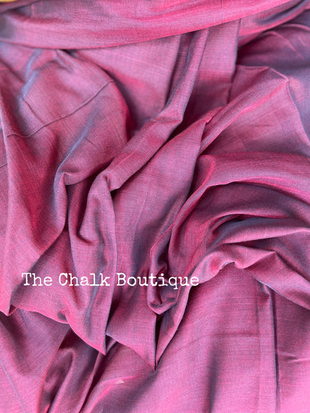 |Leila | Maroon Soft Cotton Saree With Contrast Broad Temple Style Border.