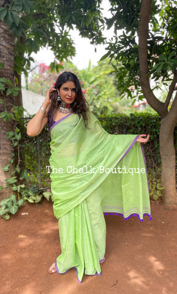 | Haryali | Green Handloom mark' handwoven begumpuri saree.