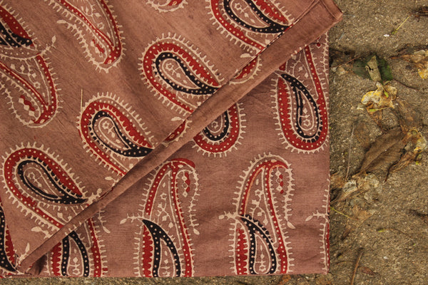 Ajrakh vegetable dyed hand block printed fabric.
