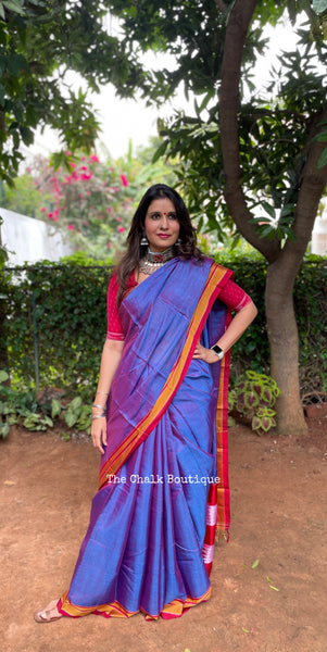 | Scarlet | Purple Ilkal Saree in cotton silk