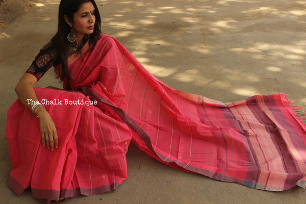 Bhalla Trishulam Handwoven Khadi Cotton Saree . Code- CH-TH-4