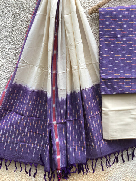 Pochampally Single Ikat Dupatta Unstitched Suit Set