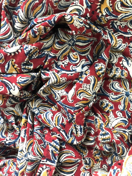 | Khushnuma | Floral Overall kalamkari saree with thin border.