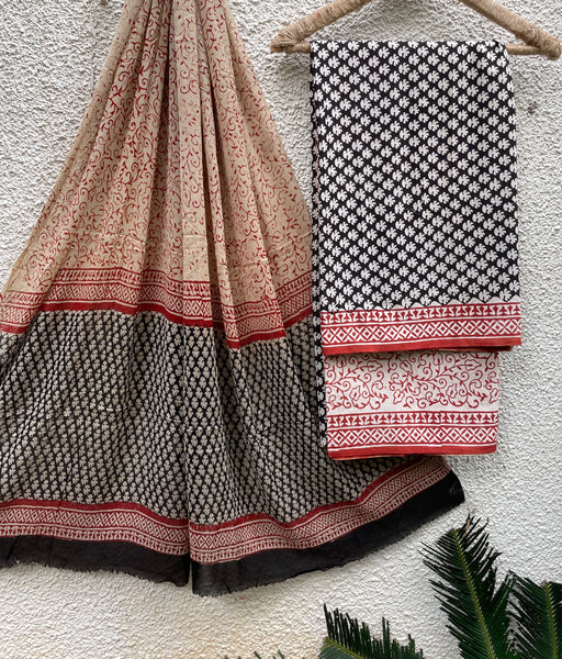 Hand Block Print Cotton Unstitched Suit Set