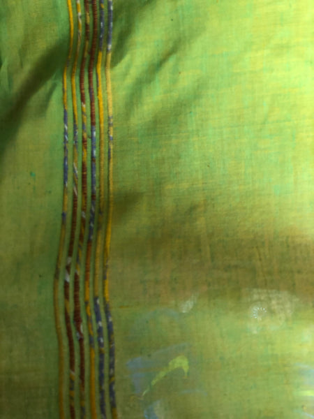 | Kiwi Kooler | Lime green Mul cotton 'khesh' saree.