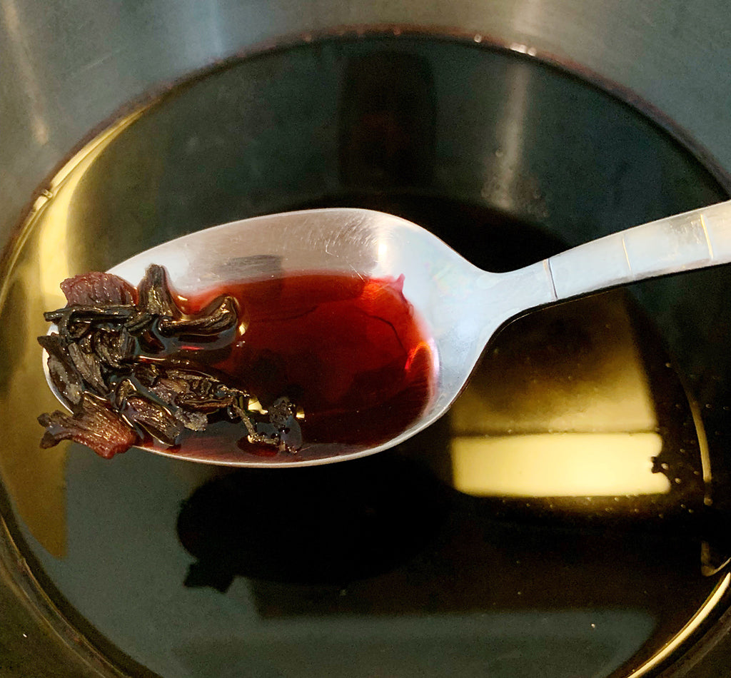 Hibiscus Honey Syrup Recipe - step 1 simmer herb in water