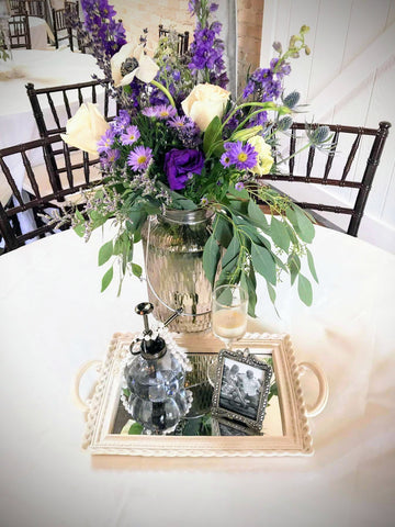 wedding centerpiece lavender flowers decor event rental florist