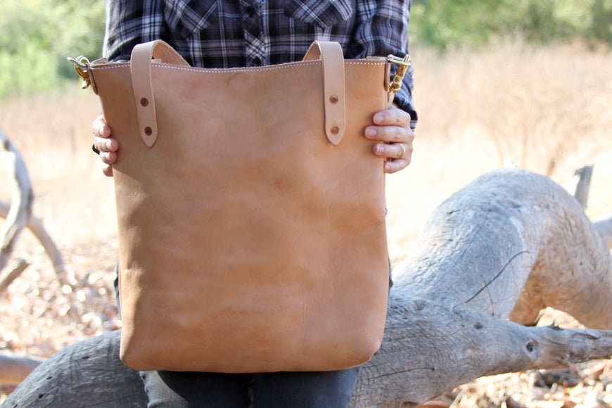 Handmade leather tote bag