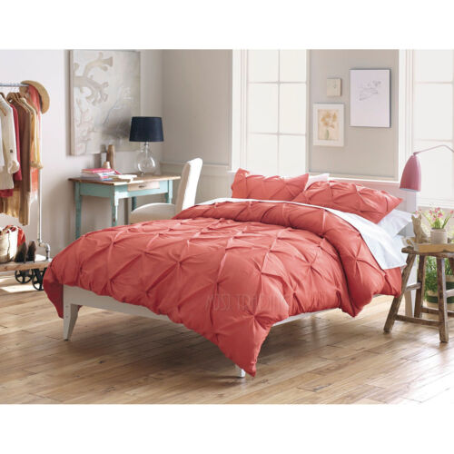 New Threshold Pinched Pleat 3 Piece King Duvet Cover Set Coral