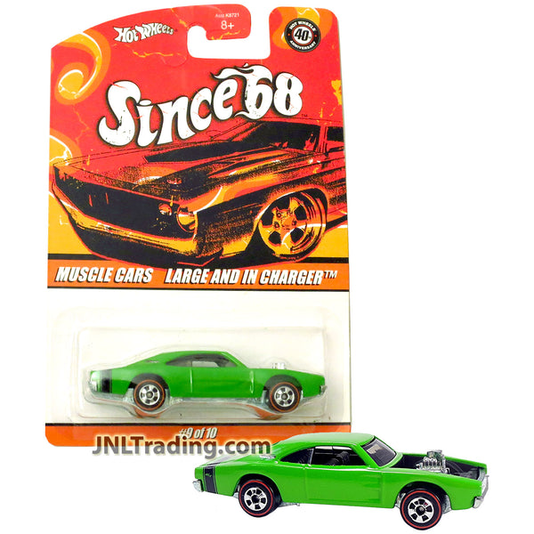Year 2007 Hot Wheels Since '68 Series 1:64 Scale Die Cast Car Set #9 -  Green Muscle Car LARGE AND IN CHARGER