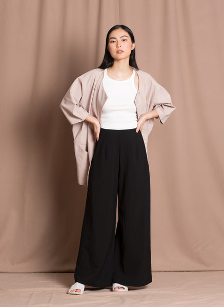 Flute Wide Leg Pocket Pant - Black - KAAREM