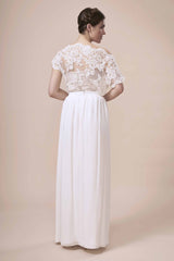 Sainte Skirt, silk georgette maxi skirt with fitted waistband for modern boho brides by Francis Bridal