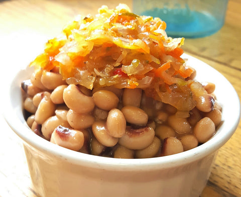 Black Eyed Peas with Zucchini Relish