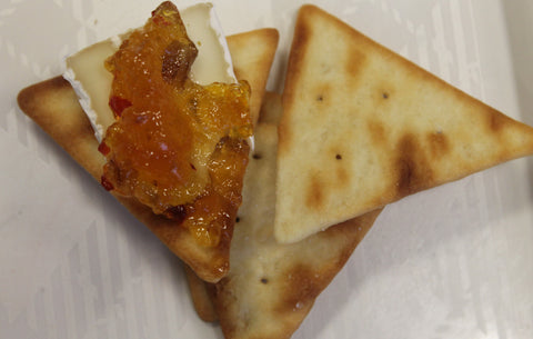 Golden Pecan Pepper Jelly with Brie