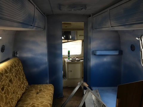 This is the inside of the Airstream before gutting it. 