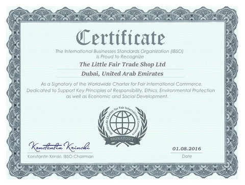 Certificate issued by the International Business Standards Organization August 2016