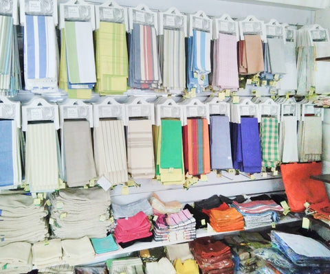 Fairtrade Travels visit to M.E.S.H Dehli India, hand embroidered towels napkins aprons April 2019