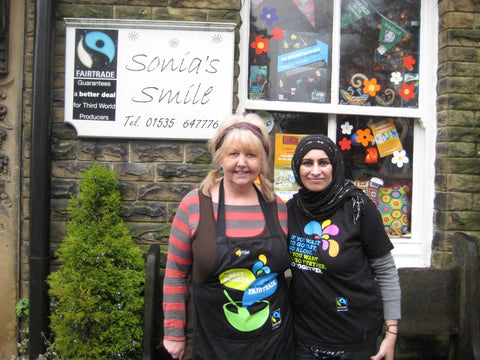 My Fair Trade Heroine the inspriational Rita Verity Director and Owner of Sonia's Smiles, Haworth, UK and me!