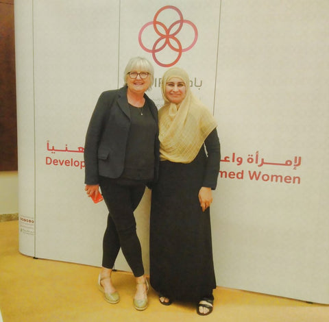 Sally Heard CEO School for Social Entrepreneurs Cornwall and Sabeena Ahmed at the Badiri Academy, NAMA, Sharjah, UAE May 2018