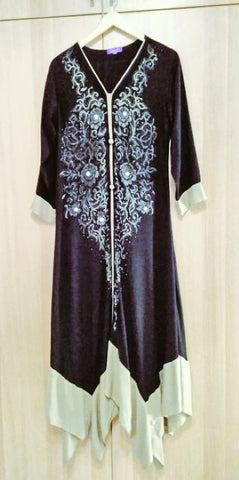 Six Items Challenge 2020 - black traditional style Pakistani dress with gold pattern purchased by my late mother