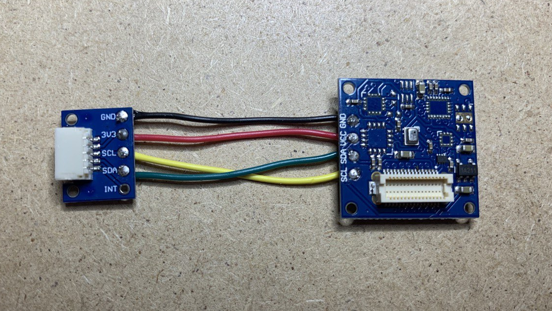 Finished, soldered product of a Humidity I2C Sensor connected to a Breakout Wireling