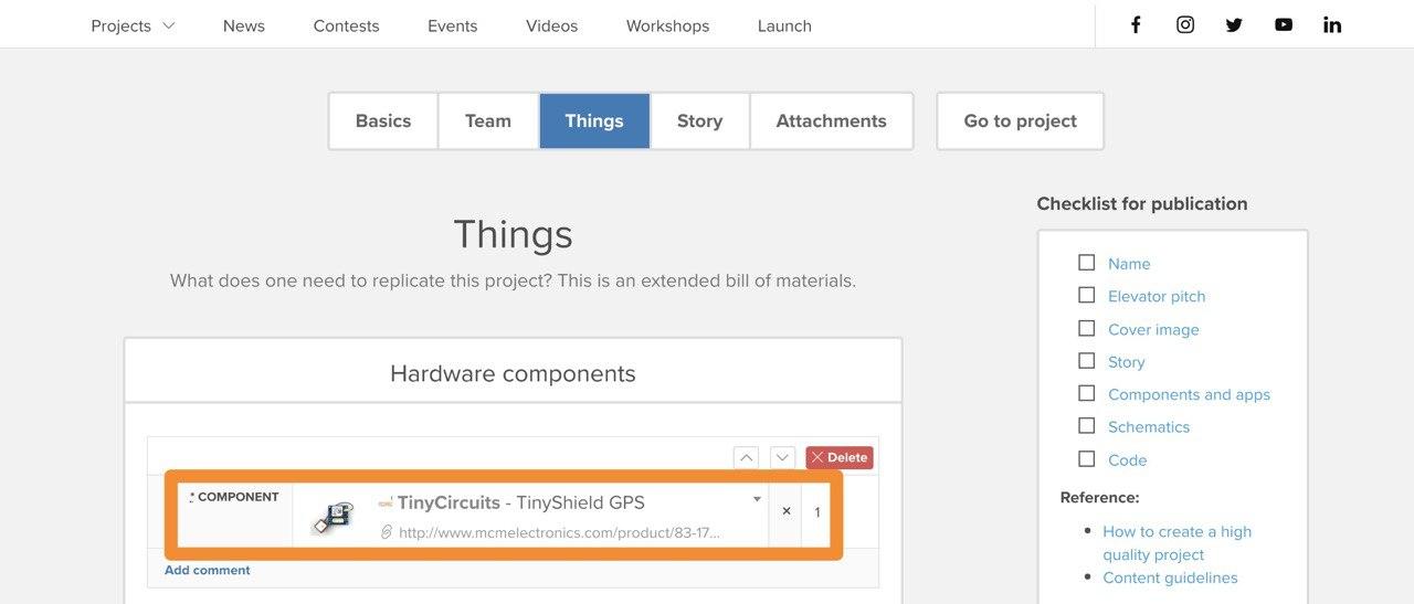 Include TinyCircuits Hardware in project documentation