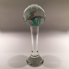 Huge 9" Footed Murano Cenedese Aquarium Fish Art Glass Paperweight Sculpture