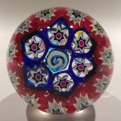Vintage Murano Art Glass Paperweight Concentric Millefiori Unusual Center Cane