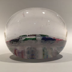 Rare Antique Clichy Art Glass Paperweight Chequered Complex Millefiori W/ Rose