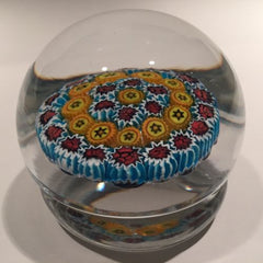 Vintage Murano Large Footed Art Glass Paperweight Concentric Millefiori