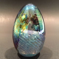 Signed Mt. St. Helens Ash MSH Art Glass Paperweight Purple Iridescent Egg