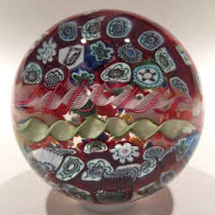 Early Murano Art Glass Paperweight Close Packed Complex Millefiori With Twists