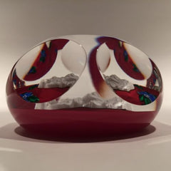 Vintage Saint Louis Art Glass Paperweight Amour Sulphide Lampworked Flowers