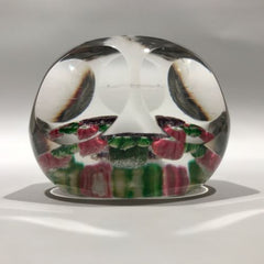 Antique Clichy Faceted Art Glass Paperweight Concentric Millefiori w/ 12 Roses