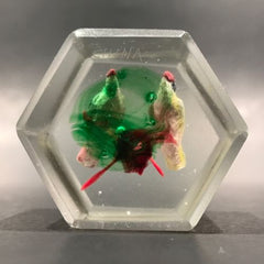 Vintage Chinese Art Glass Paperweight Painted Sulphide Birds in a Tree