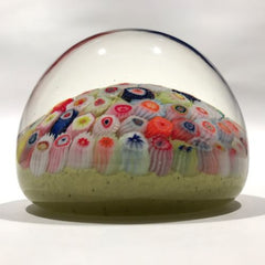 Vintage Strathearn Art Glass Paperweight Closepack Millefiori on Yellow Ground