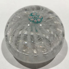 Antique Boston & Sandwich Art Glass Paperweight Latticino Crown with Millefiori