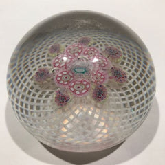 Antique New England Glass Co NEGC Paperweight Millefiori on Latticino Basket