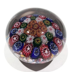 Rare Antique Bohemian/Silesian Art Glass Paperweight Complex Millefiori