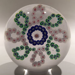 Large Antique Baccarat Art Glass Paperweight Complex Millefiori Garland