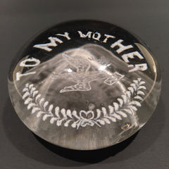 Antique Millville Art Glass Frit Paperweight "To My Mother” Messenger Pigeon
