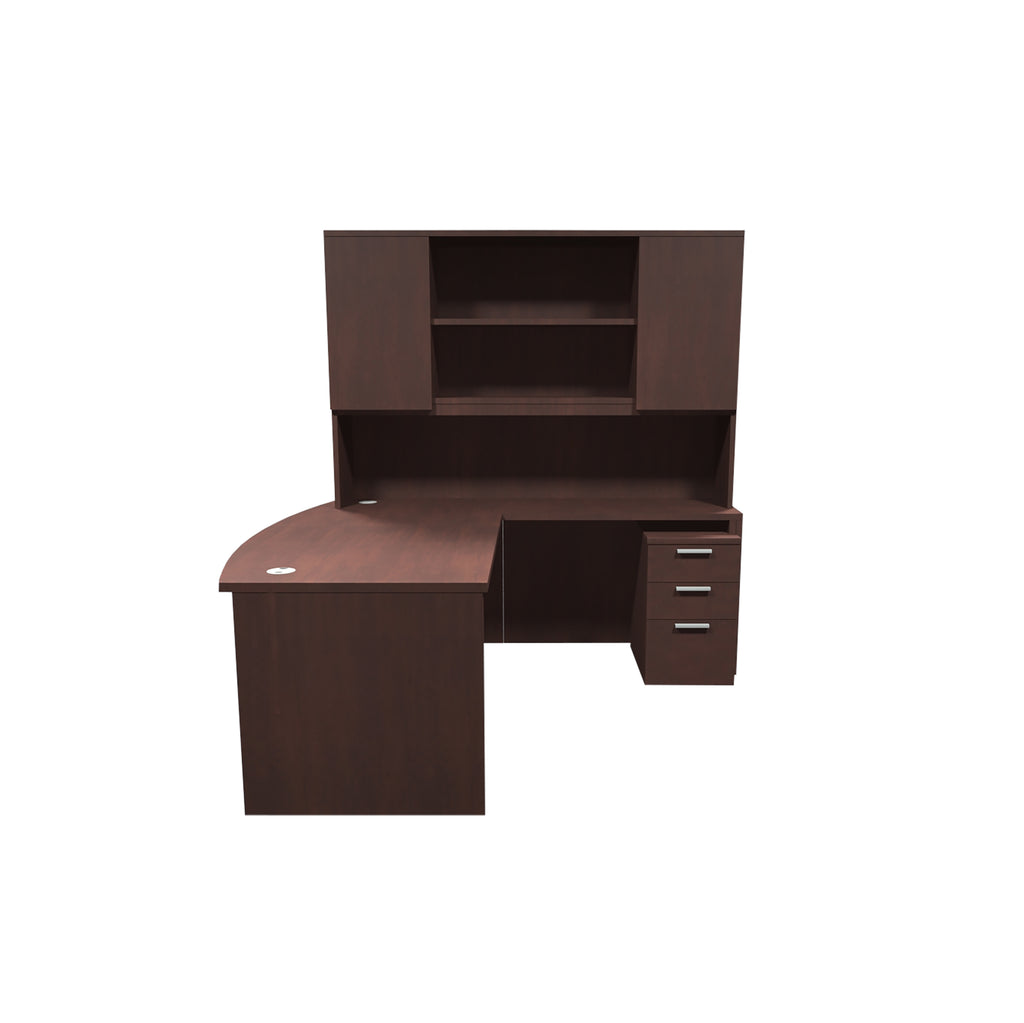 Versa Executive L Shape Bow Desk With Hutch Combo Ofx Office