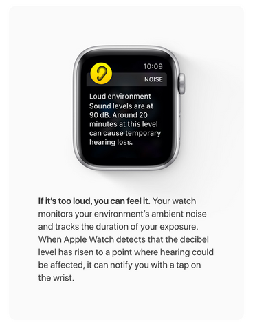 Apple Watch Hearing Health Noise App warns you when the noise level is too high and damaging