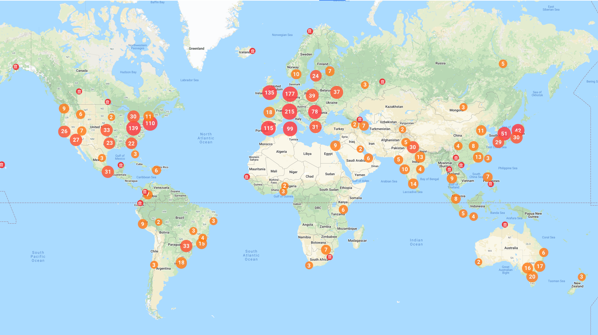 google global museum map
